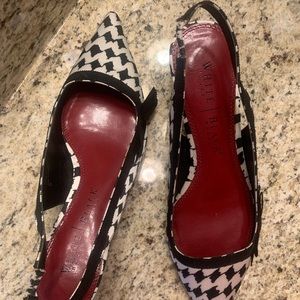 Houndstooth kitten slingbacks